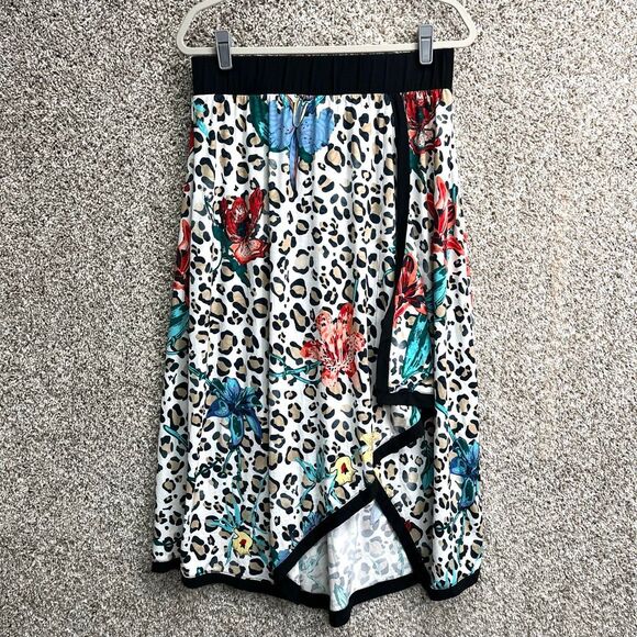 Soft Surroundings Skirt Women’s Medium Leopard Animal Print and Floral Jersey Mi - Picture 1 of 7